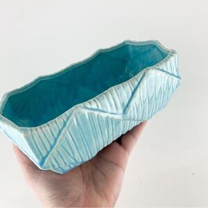 Vintage McCoy 1950s Robins Egg Blue Diamond Ceramic Pottery Planter Mid Century
